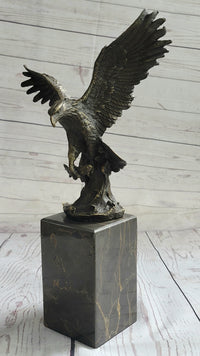 American Bald Eagle Holding Fish Bronze Sculpture 14" x 8"