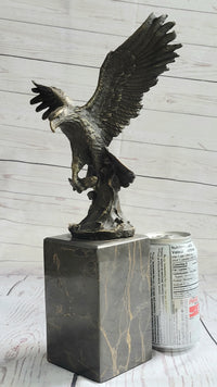 American Bald Eagle Holding Fish Bronze Sculpture 14" x 8"