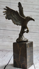 American Bald Eagle Holding Fish Bronze Sculpture 14" x 8"