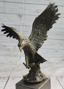 American Bald Eagle Holding Fish Bronze Sculpture 14" x 8"