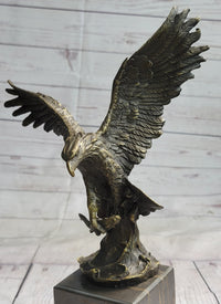 American Bald Eagle Holding Fish Bronze Sculpture 14" x 8"
