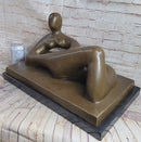 Large Abstract Woman Solid Bronze Sculpture by Henry Moore