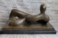 Large Abstract Woman Solid Bronze Sculpture by Henry Moore