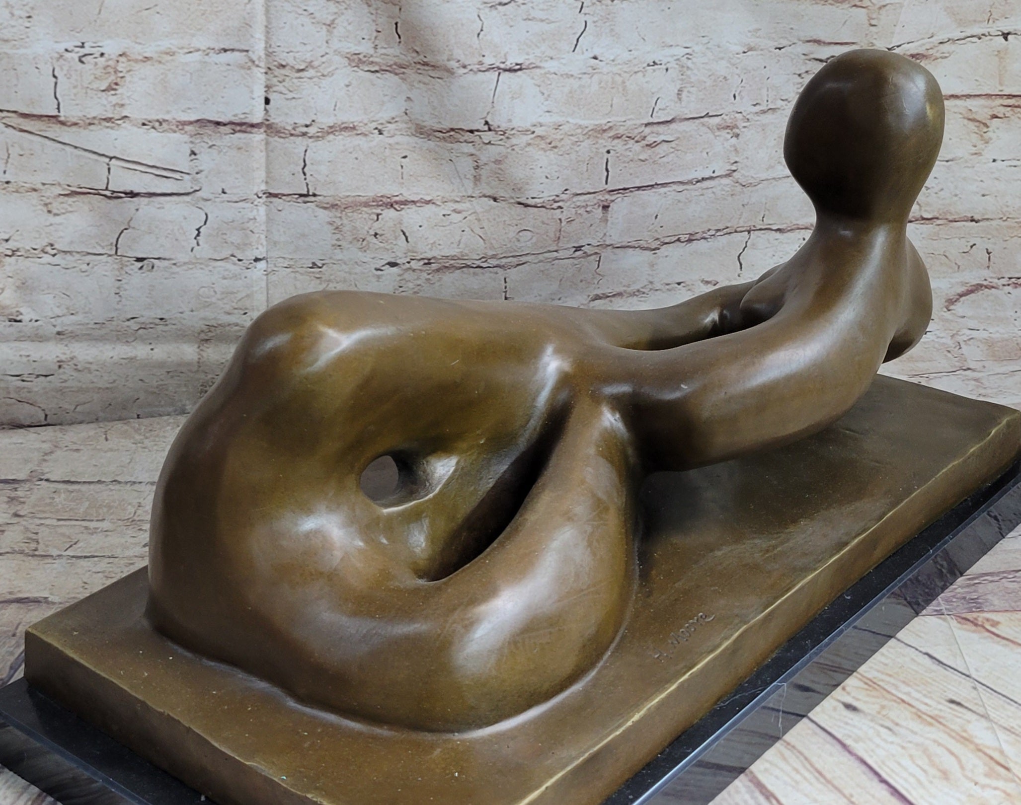 Large Abstract Woman Solid Bronze Sculpture by Henry Moore