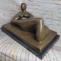Large Abstract Woman Solid Bronze Sculpture by Henry Moore