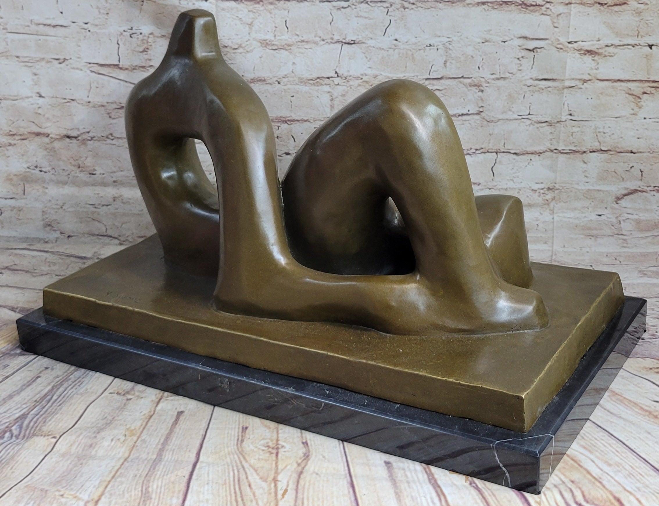 Henry Moore Bronze Metal Sculpture on Marble Base