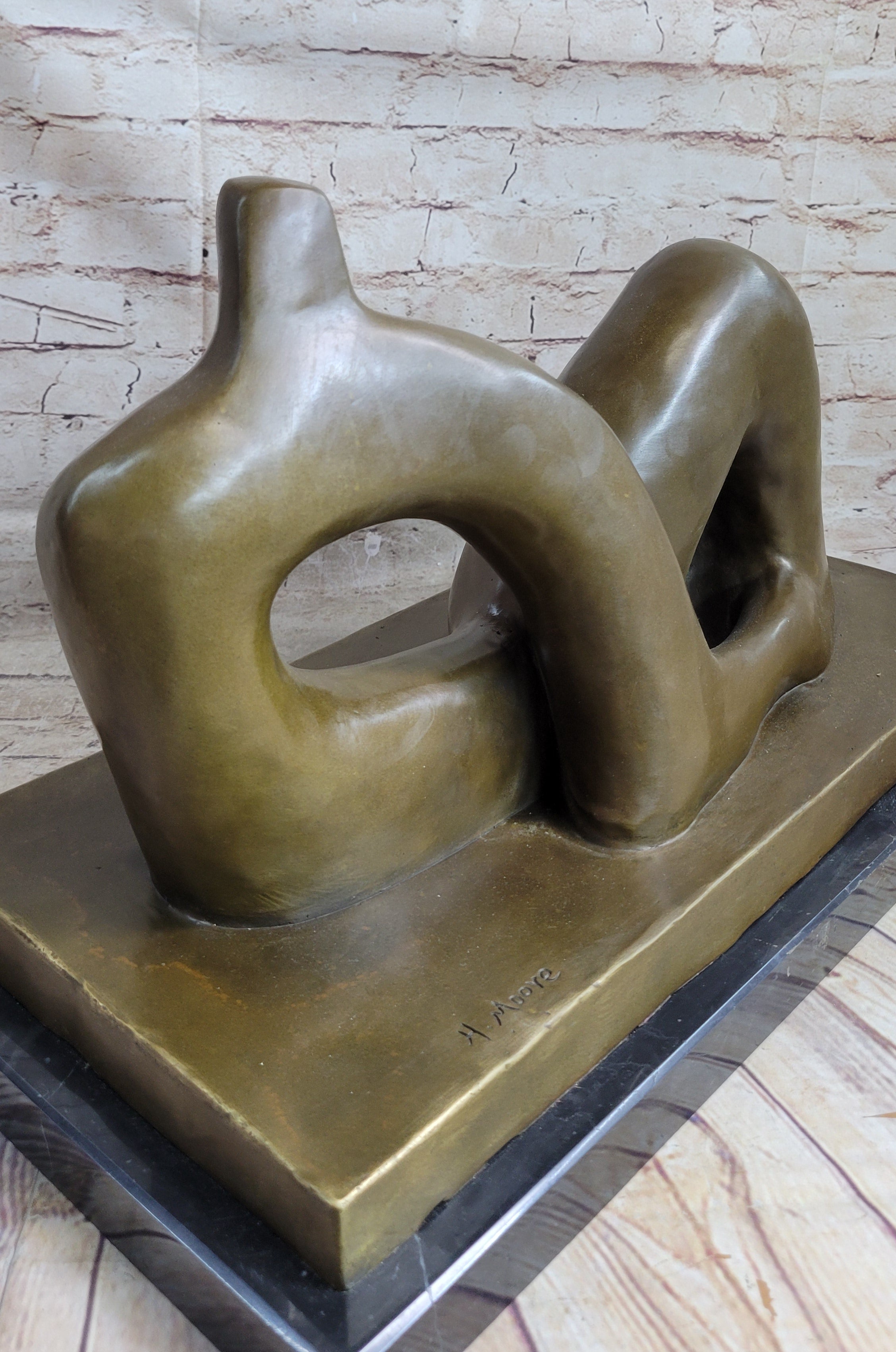 Henry Moore Bronze Metal Sculpture on Marble Base
