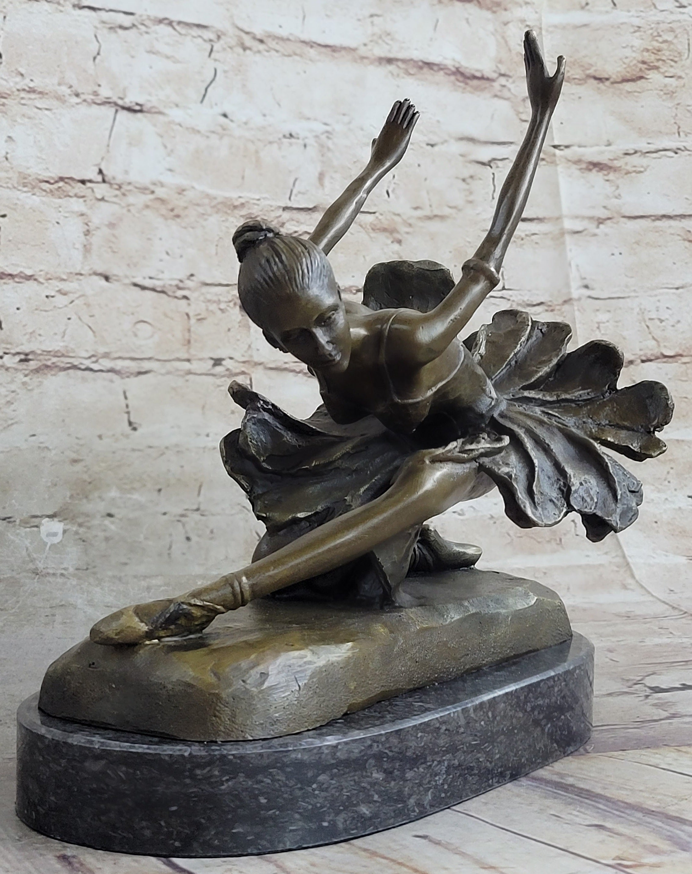 Bronze Free as Bird Ballerina Dancer Art Deco Marble NR