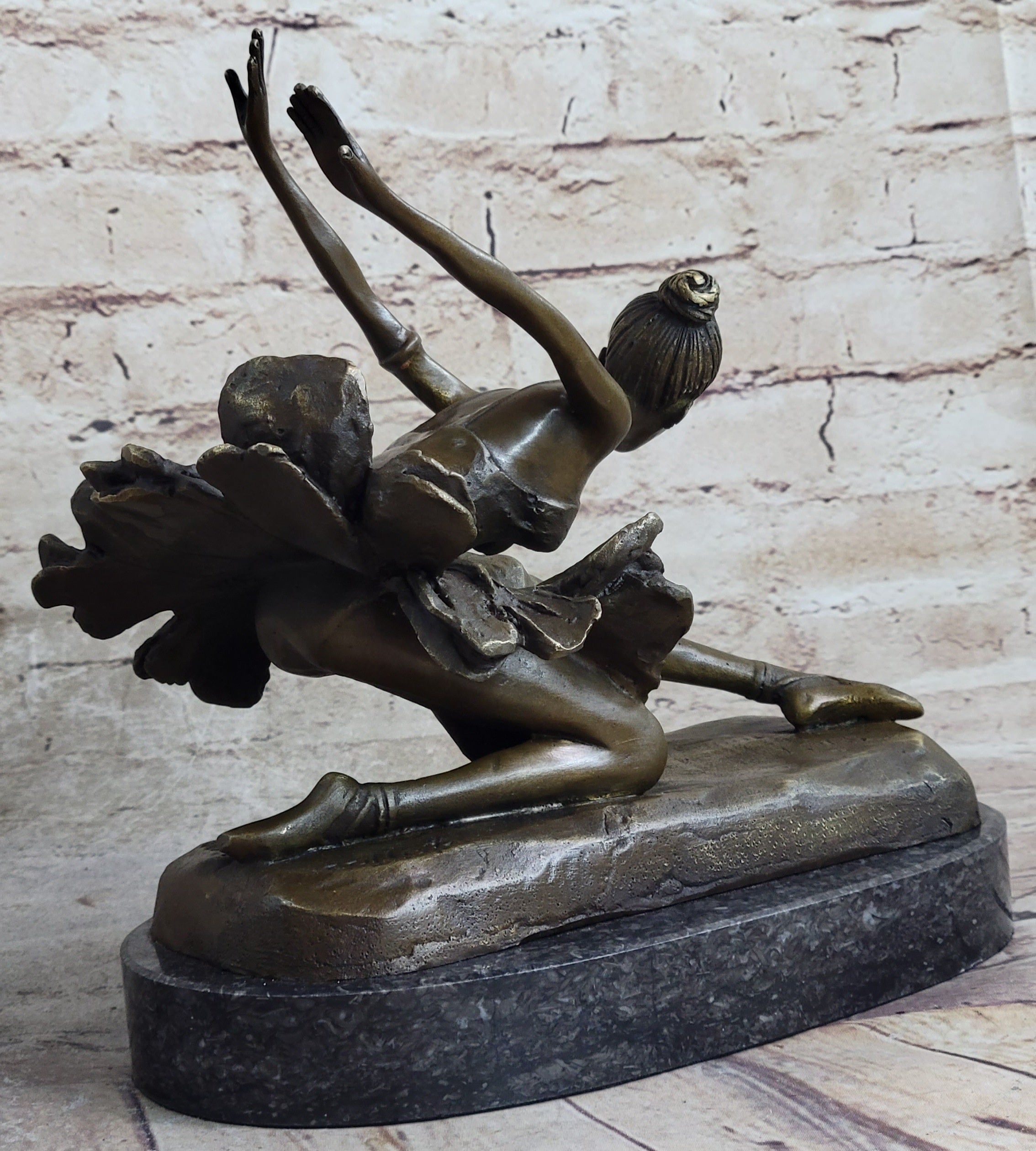 Bronze Free as Bird Ballerina Dancer Art Deco Marble NR