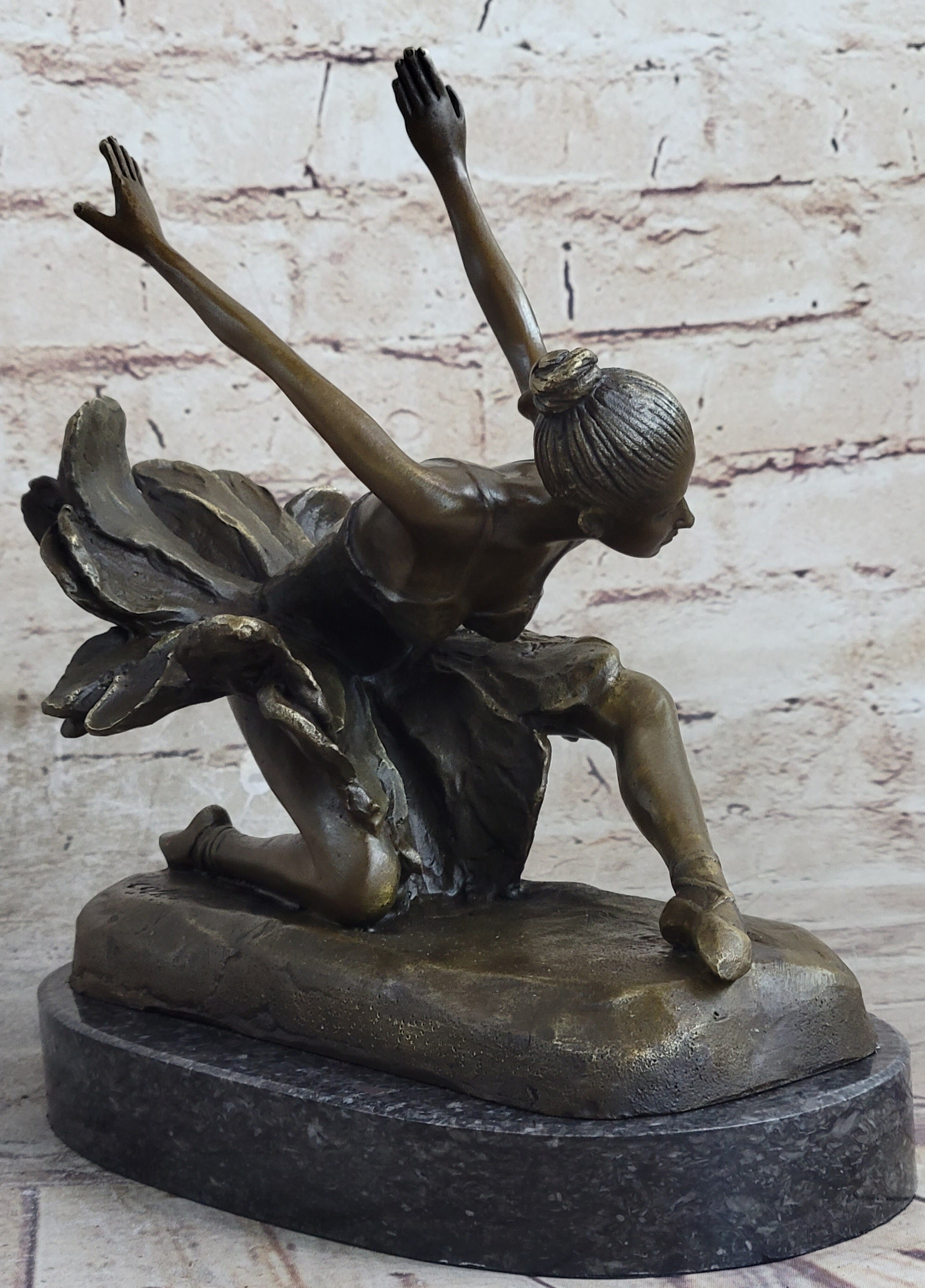 Bronze Free as Bird Ballerina Dancer Art Deco Marble NR