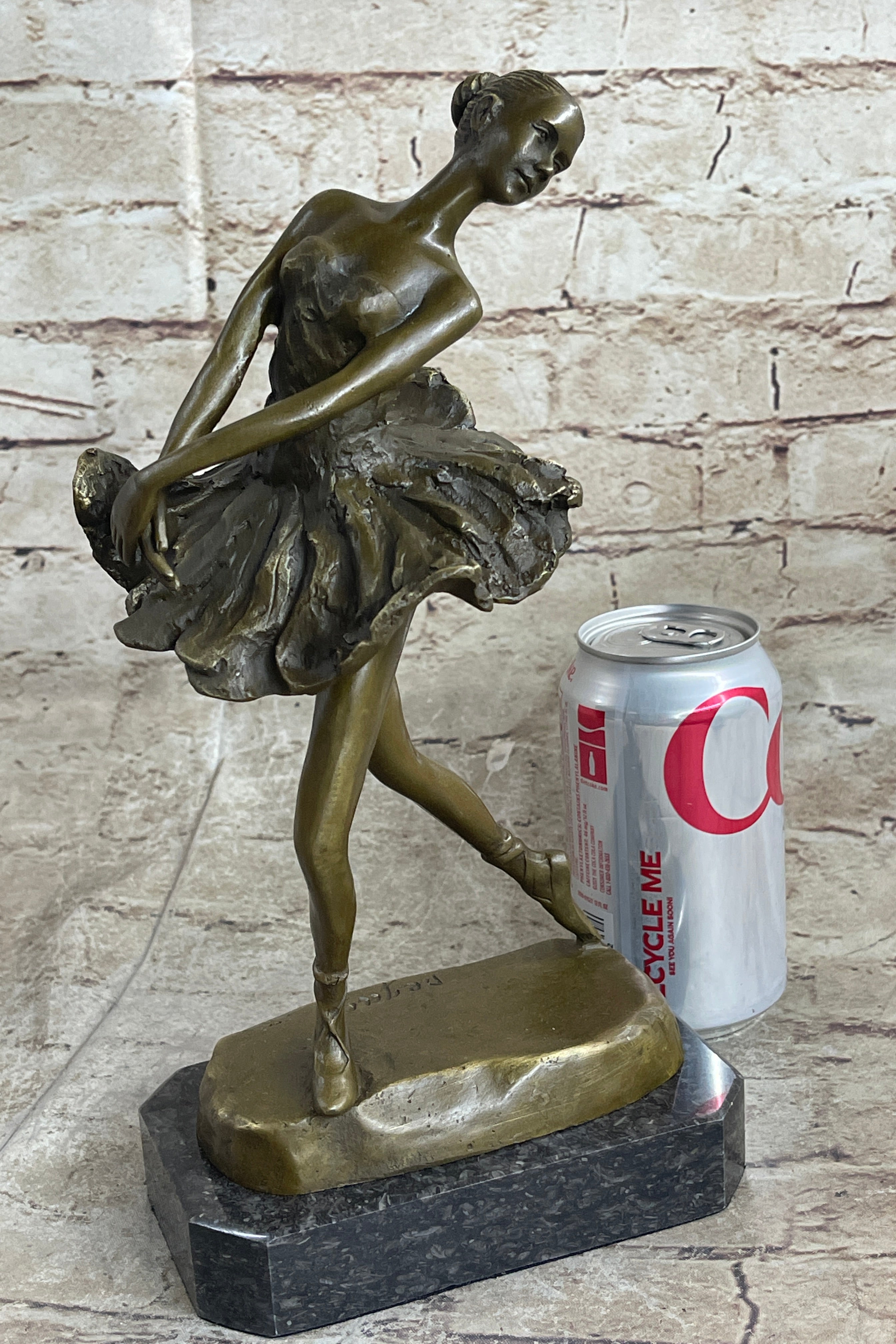 Edgar Degas Ballerina Bronze Sculpture Marble Base