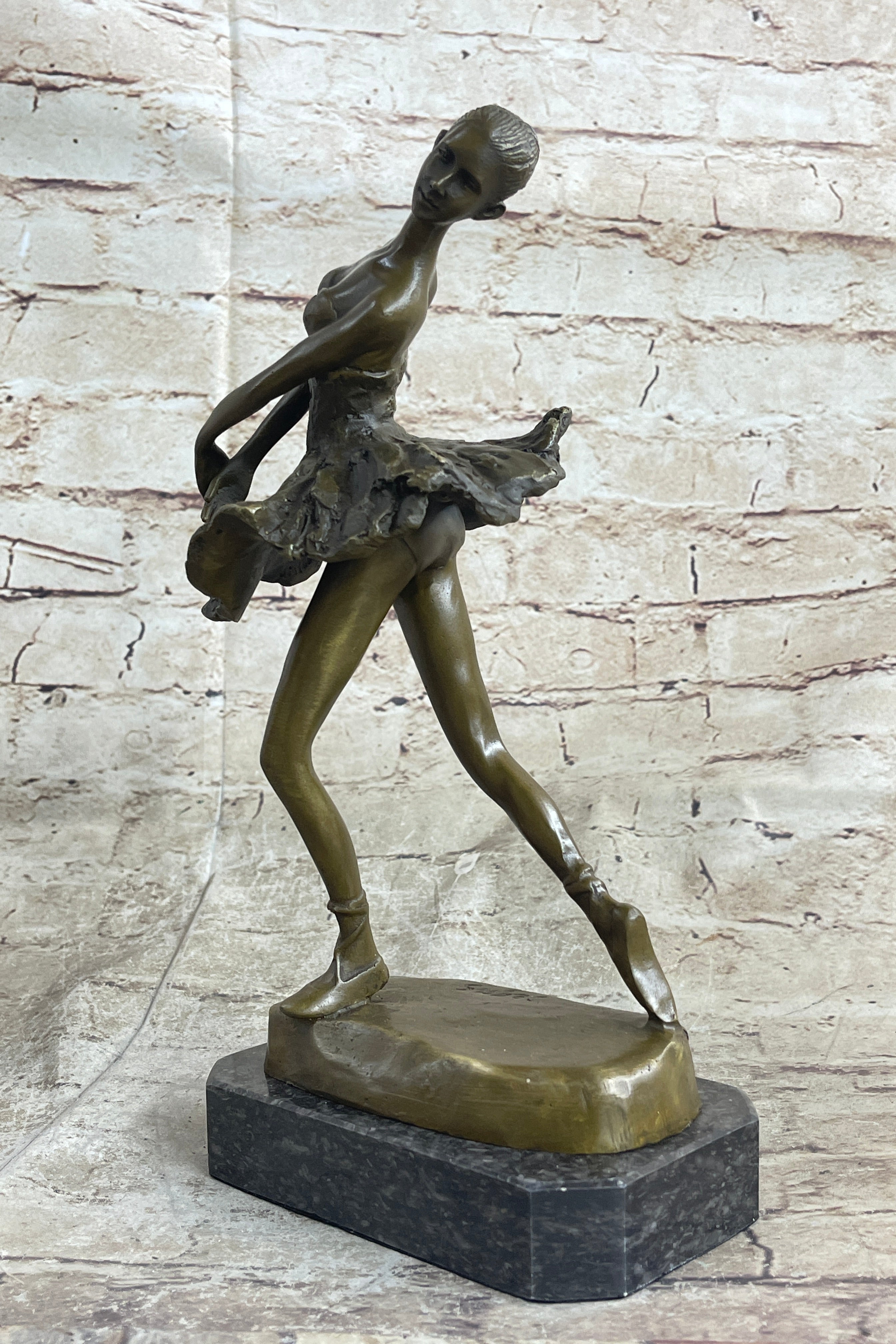 Edgar Degas Ballerina Bronze Sculpture Marble Base