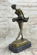 Edgar Degas Ballerina Bronze Sculpture Marble Base