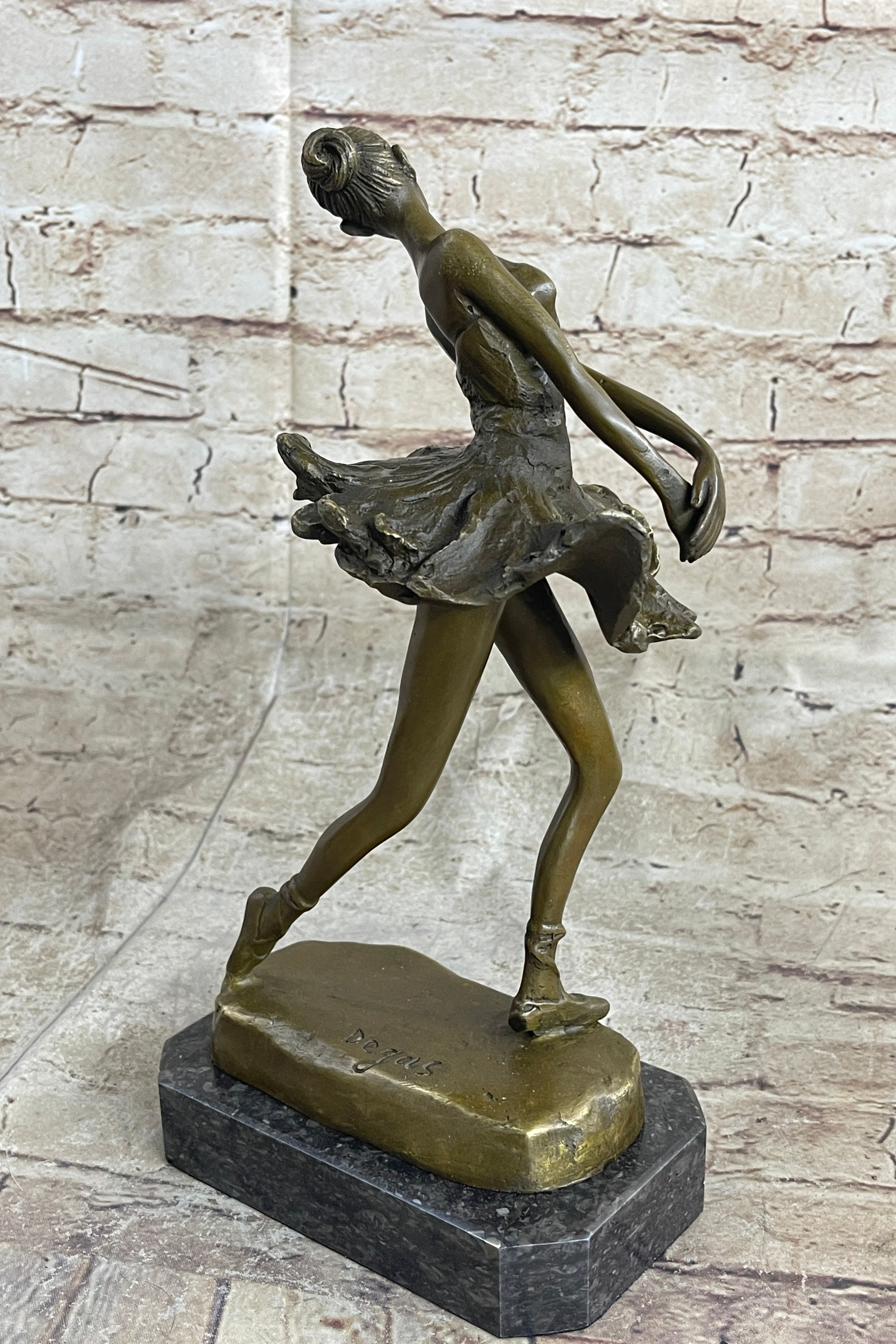 Edgar Degas Ballerina Bronze Sculpture Marble Base