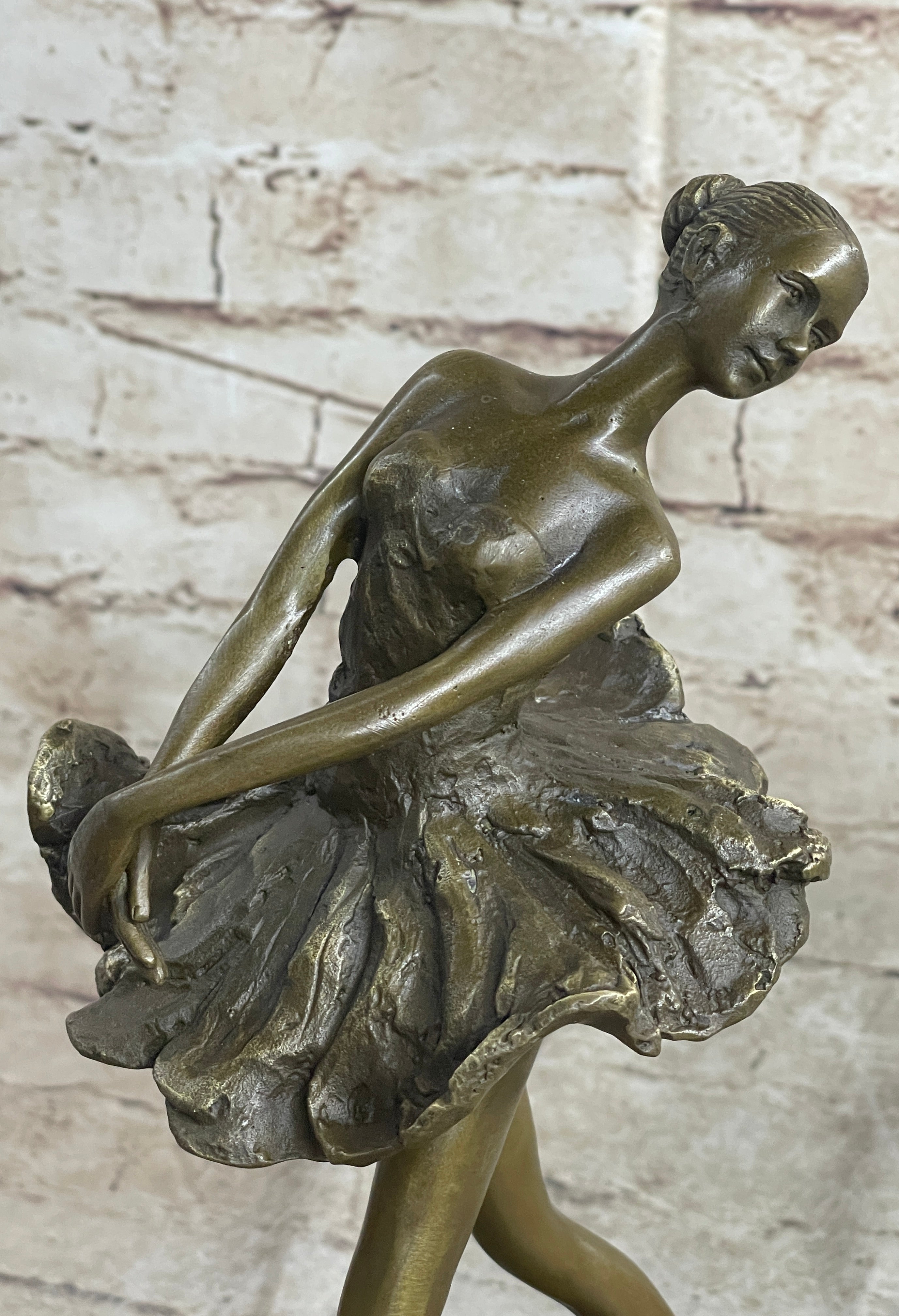 Edgar Degas Ballerina Bronze Sculpture Marble Base