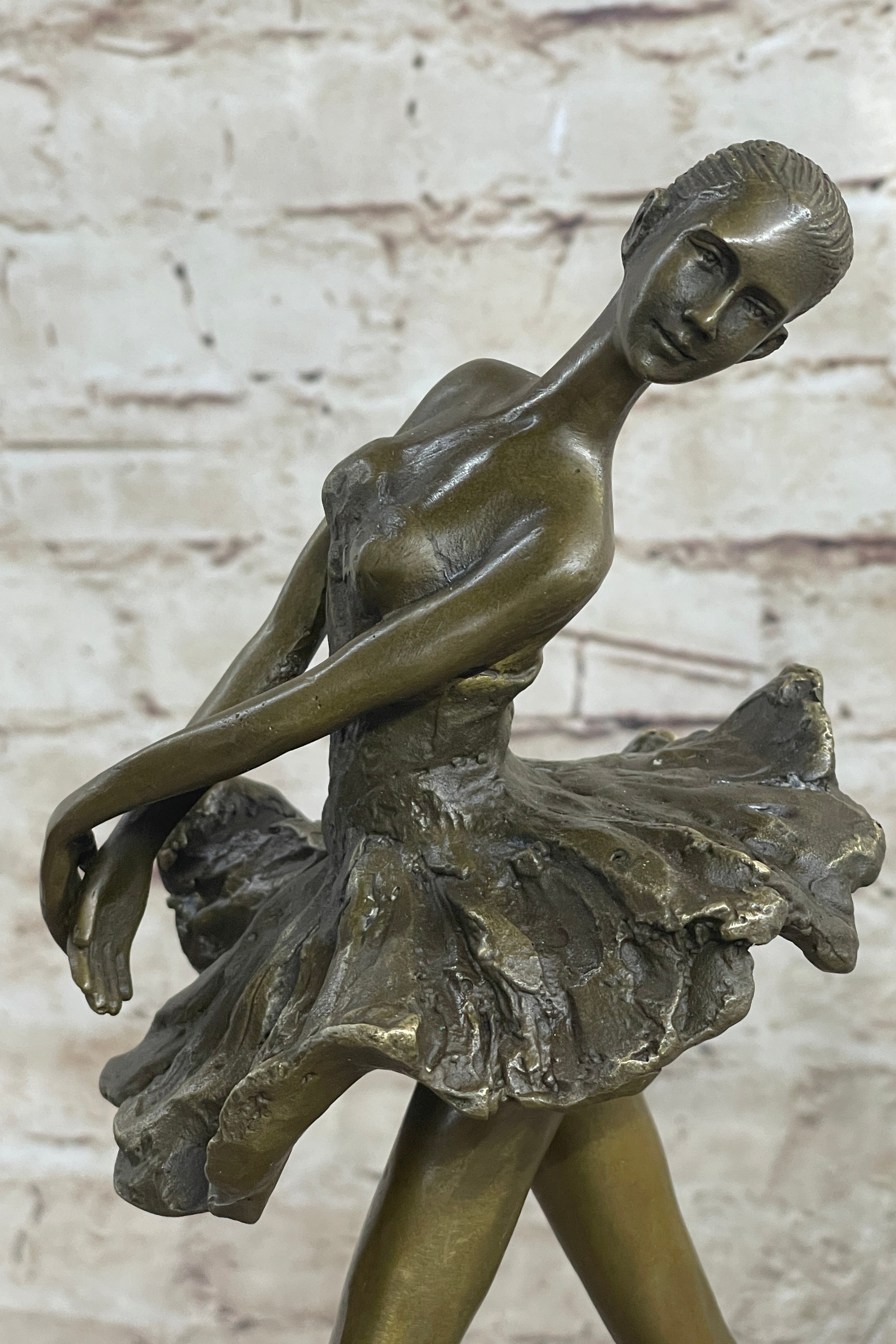 Edgar Degas Ballerina Bronze Sculpture Marble Base