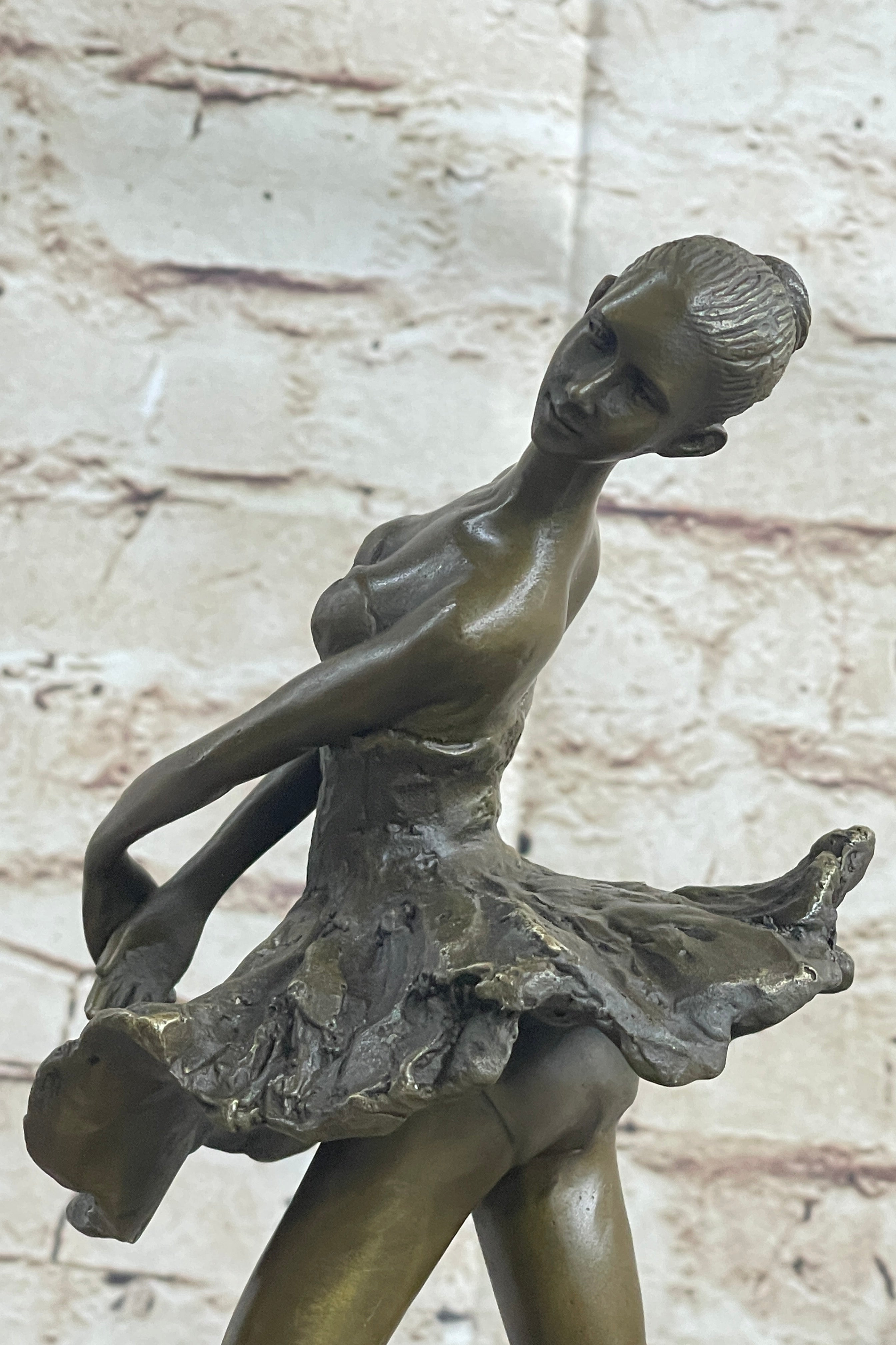 Edgar Degas Ballerina Bronze Sculpture Marble Base