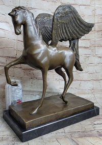 Pegasus Winged Horse Bronze Sculpture on Marble Base 16" x 16"