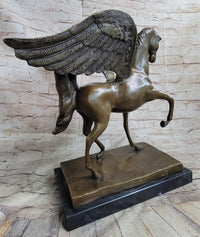 Pegasus Winged Horse Bronze Sculpture on Marble Base 16" x 16"