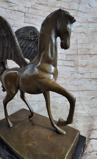 Pegasus Winged Horse Bronze Sculpture on Marble Base 16" x 16"