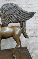 Pegasus Winged Horse Bronze Sculpture on Marble Base 16" x 16"
