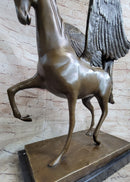 Pegasus Winged Horse Bronze Sculpture on Marble Base 16" x 16"