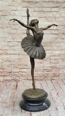 Bronze Ballerina Dancer Sculpture on Marble Base