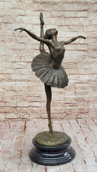 Bronze Ballerina Dancer Sculpture on Marble Base