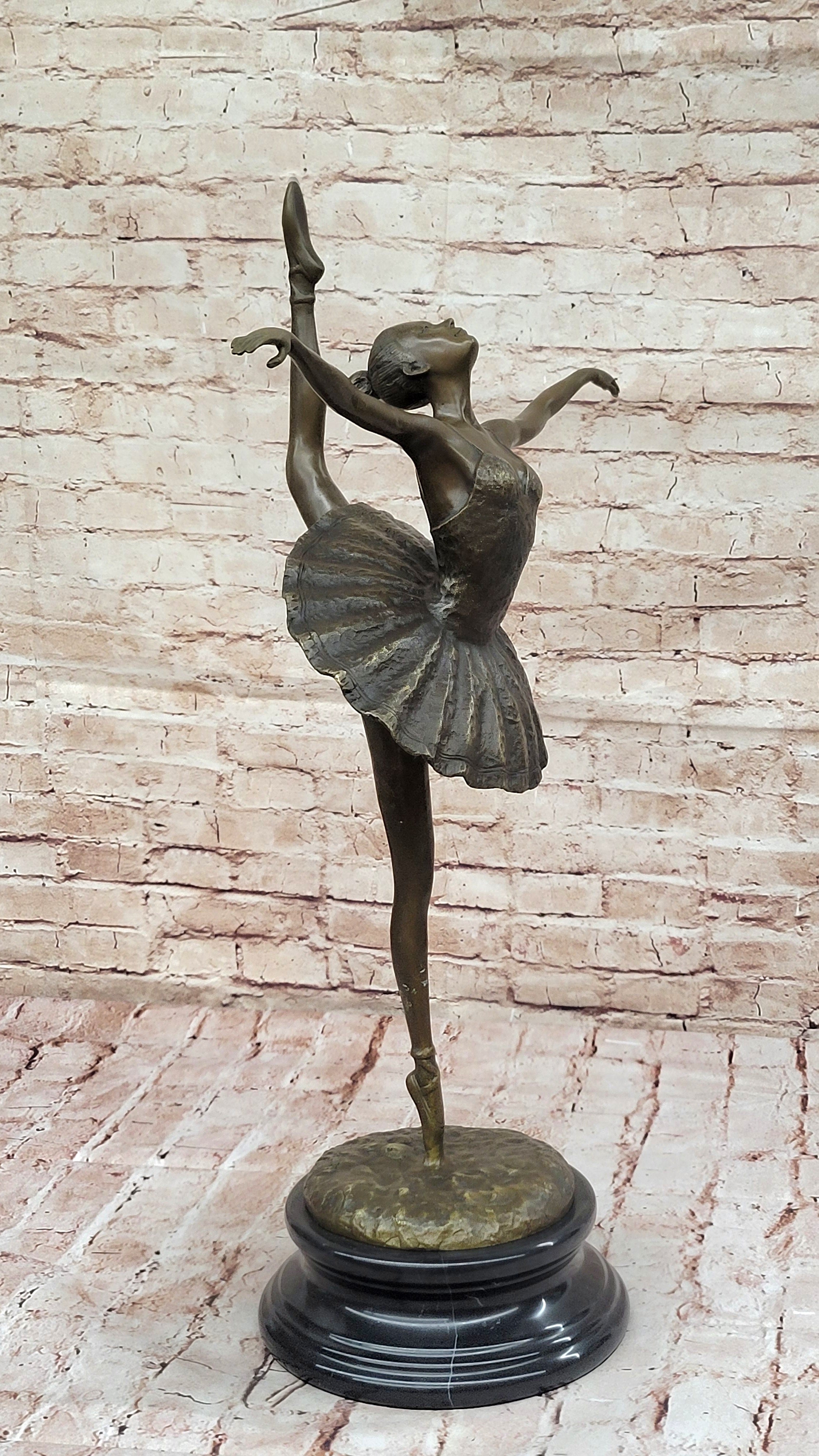 Bronze Ballerina Dancer Sculpture on Marble Base