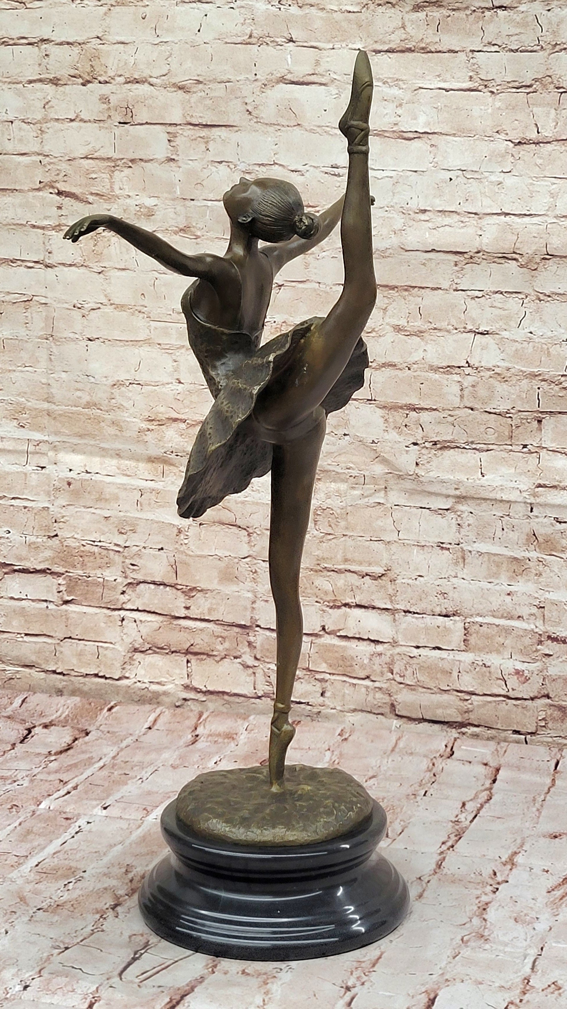 Bronze Ballerina Dancer Sculpture on Marble Base