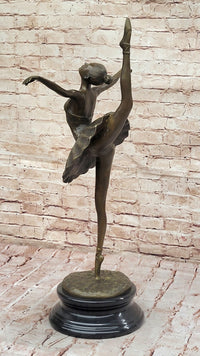 Bronze Ballerina Dancer Sculpture on Marble Base