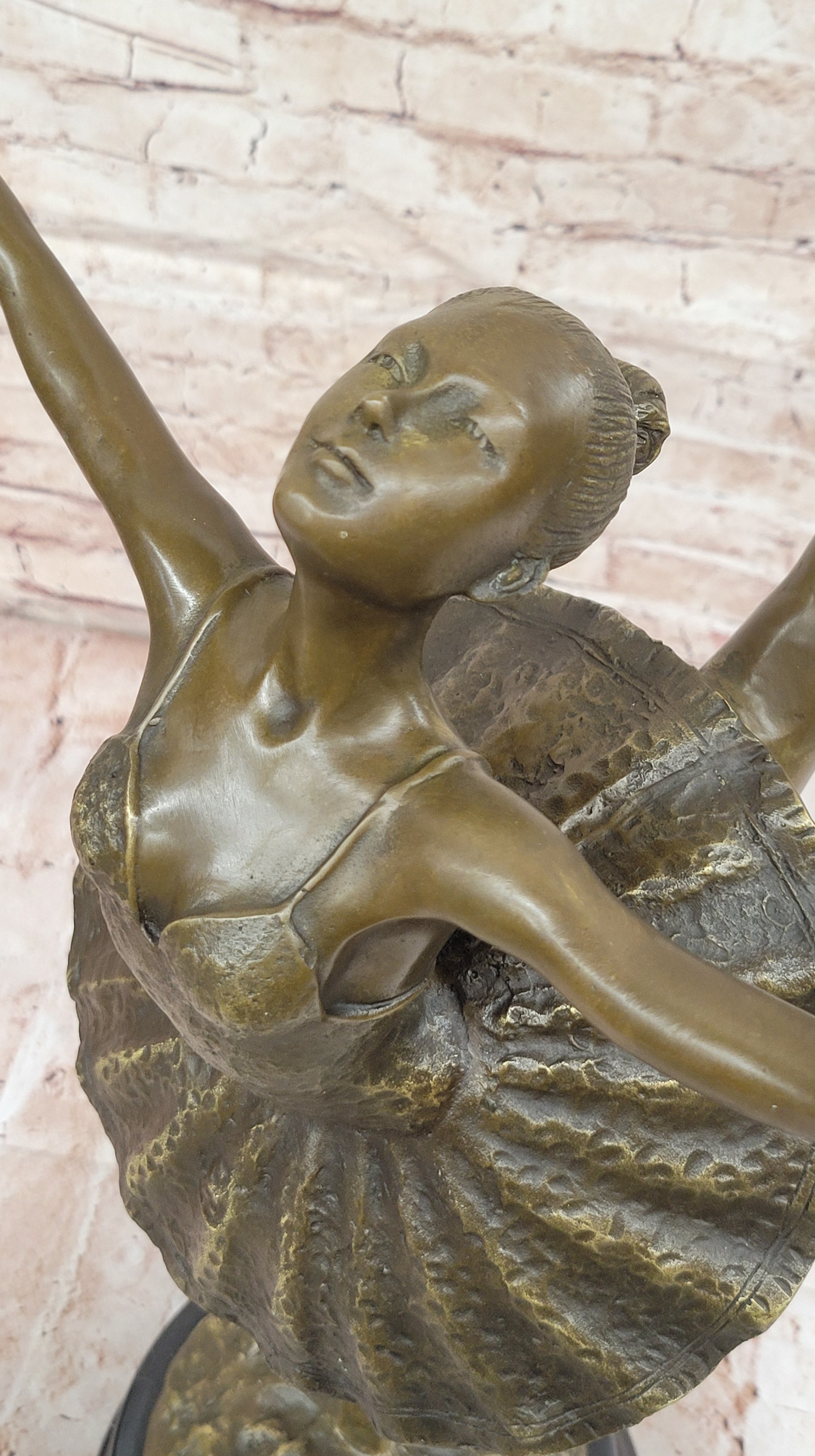 Bronze Ballerina Dancer Sculpture on Marble Base