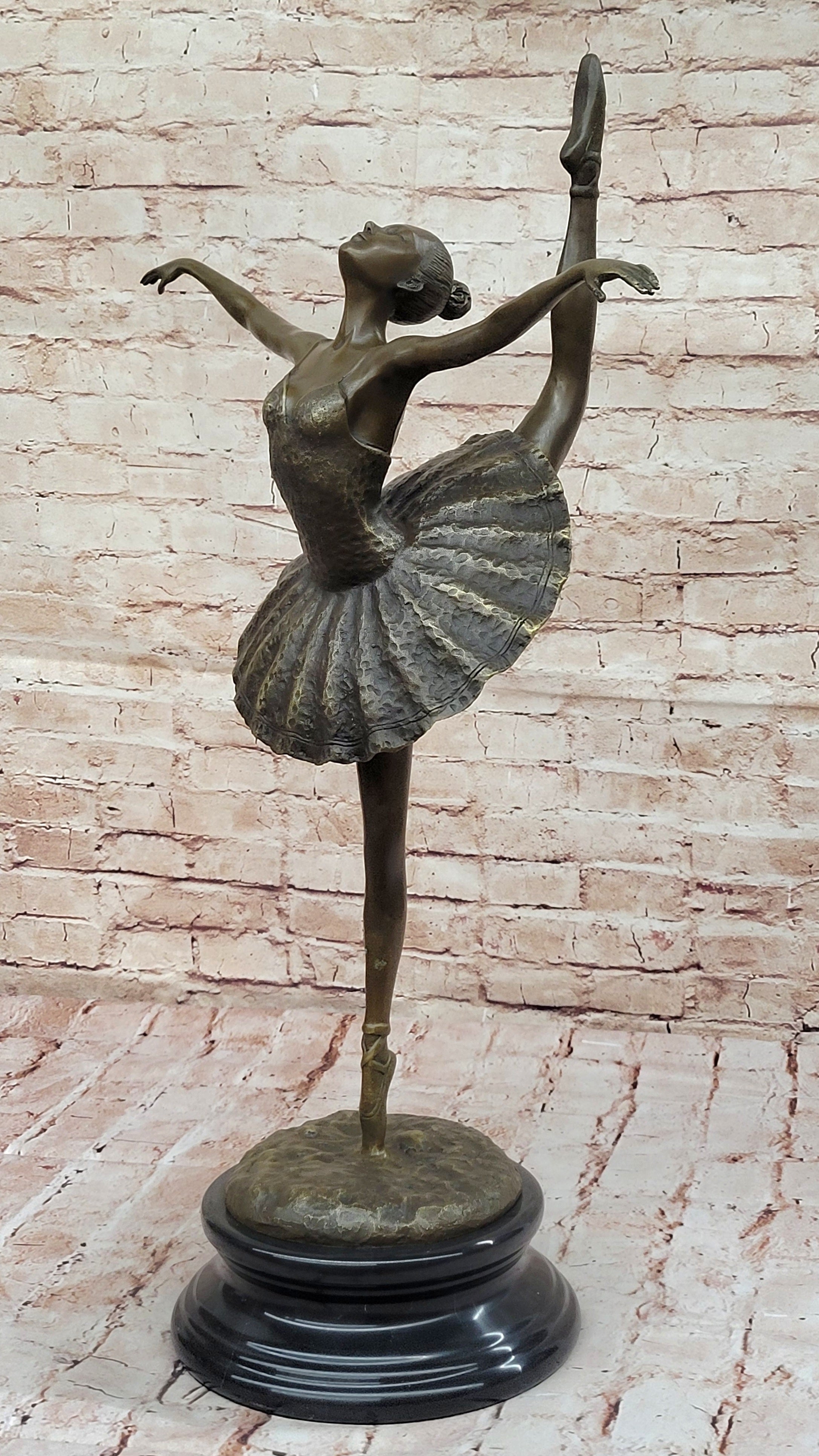Bronze Ballerina Dancer Sculpture on Marble Base