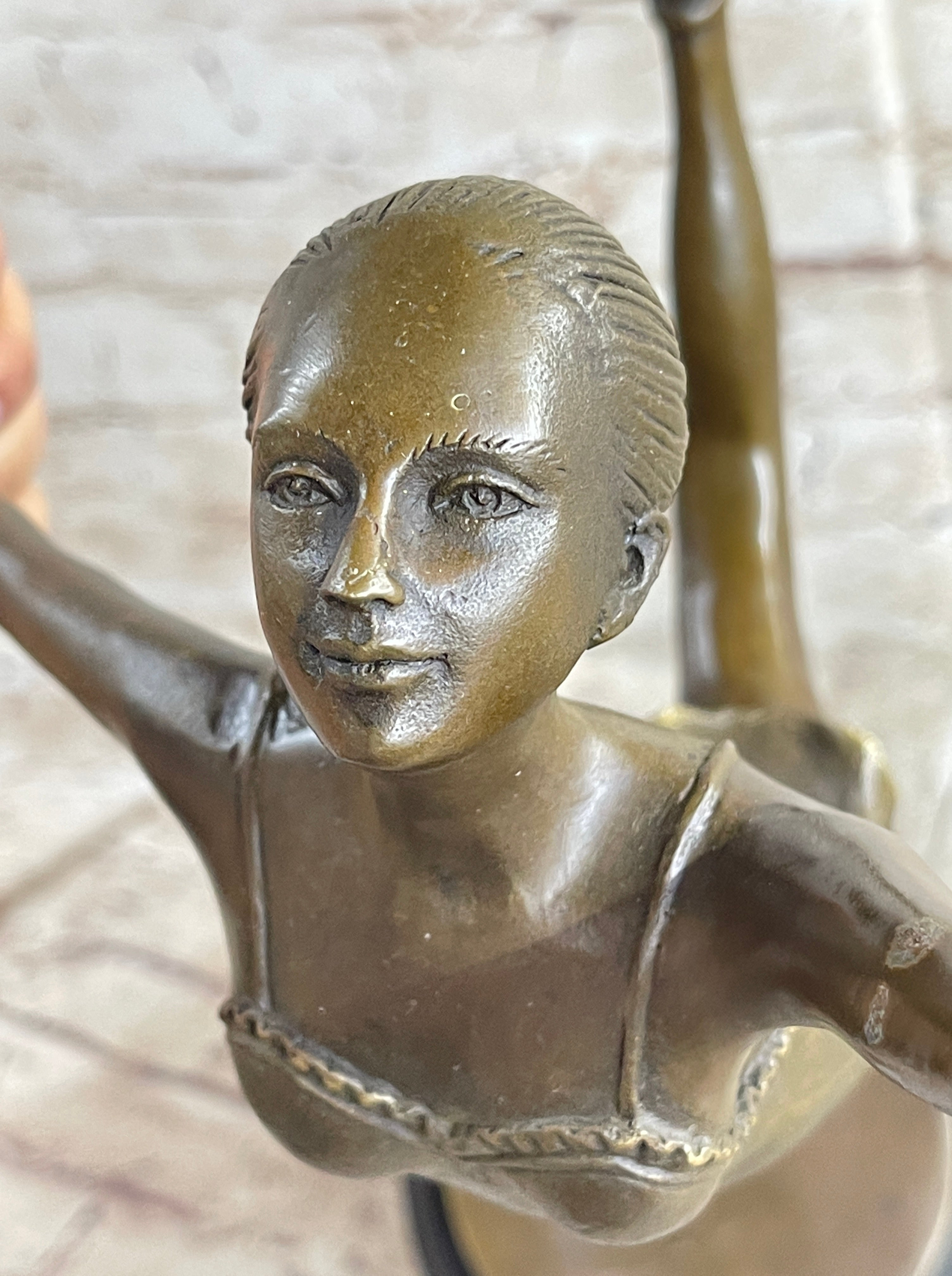 Bronze Ballerina Ballet Dancer Sculpture on Marble Base