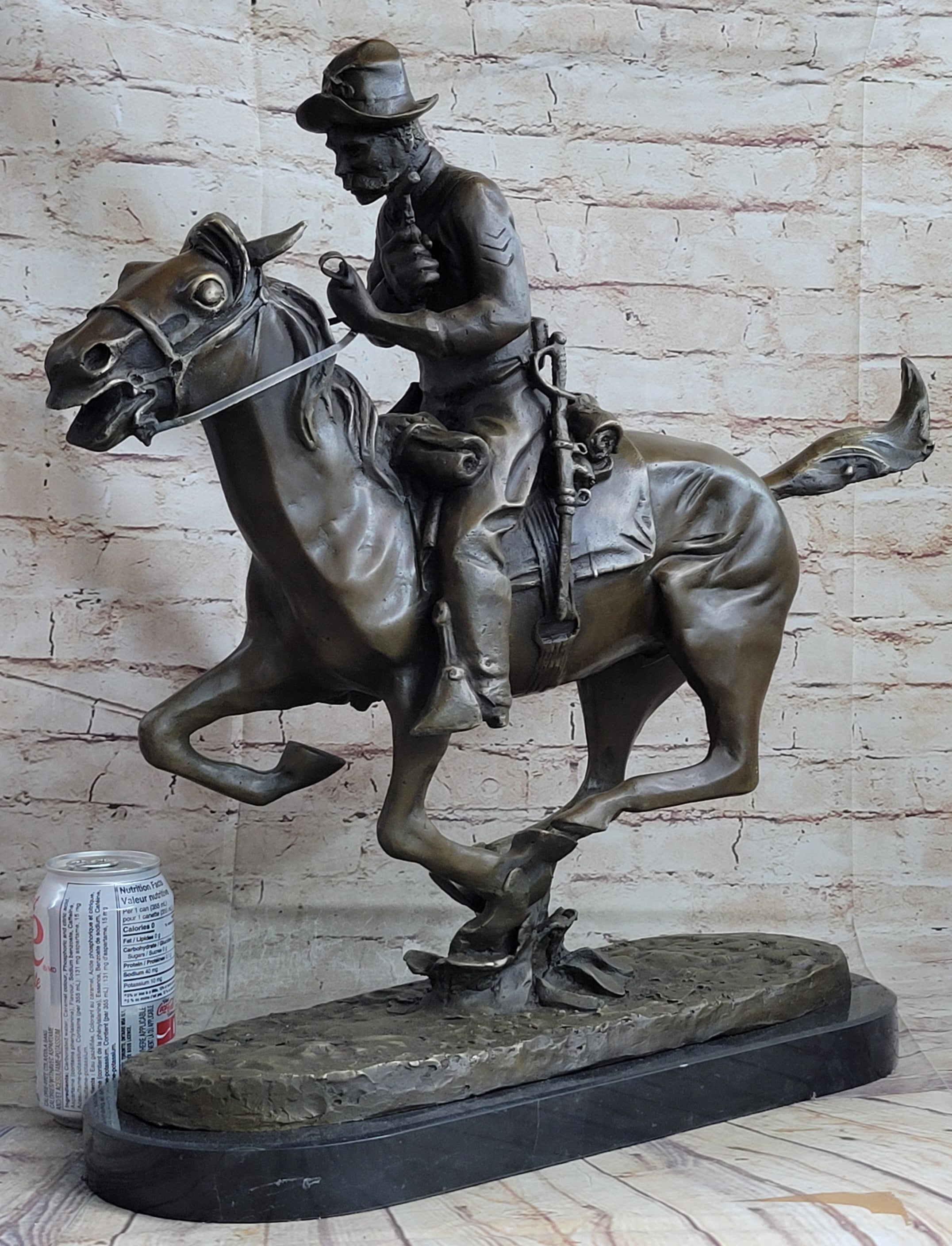 Large Remington Tribute 2 Cowboy and Horse w Gun Bronze