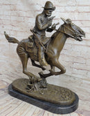 Large Remington Tribute 2 Cowboy and Horse w Gun Bronze