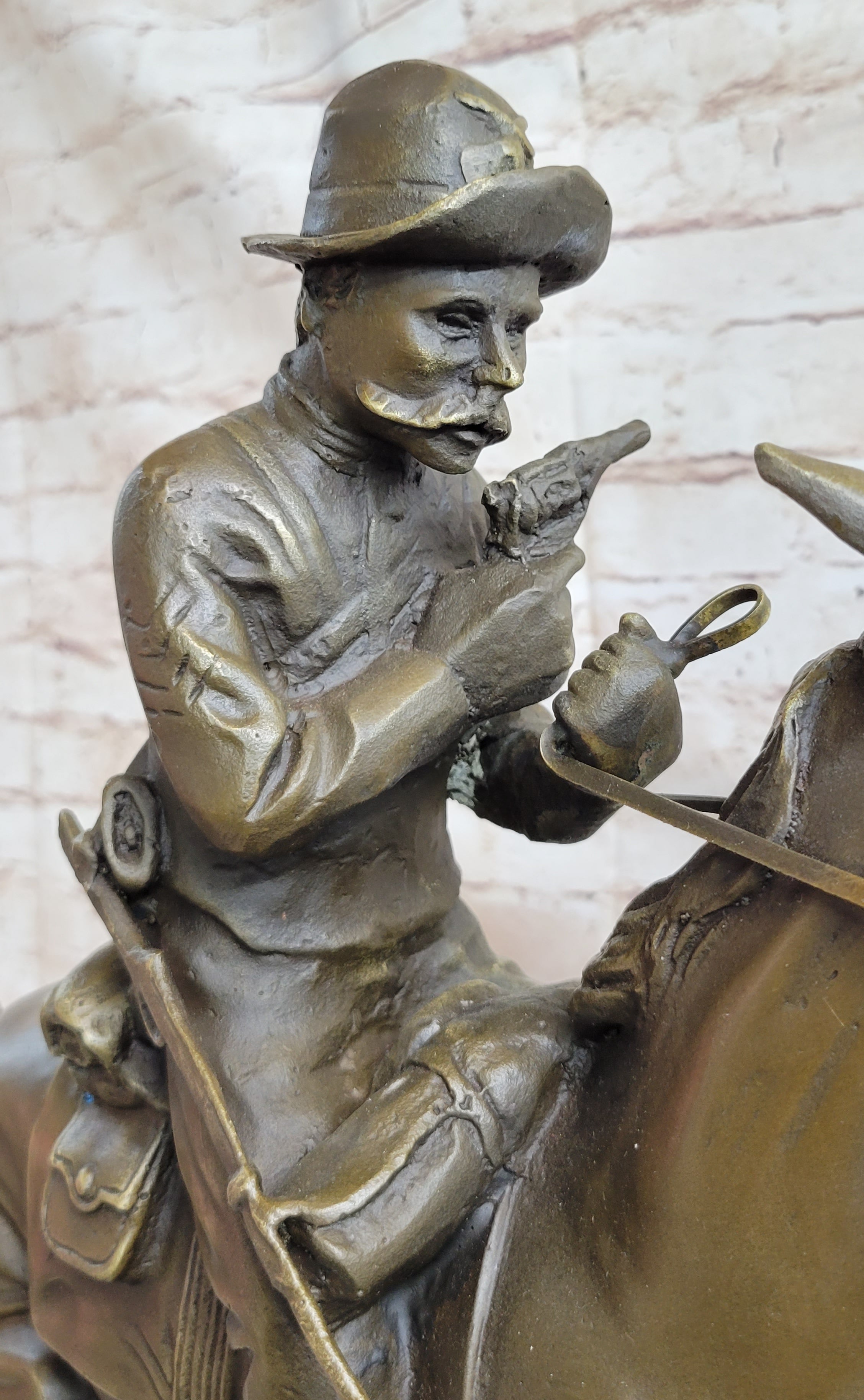 Large Remington Tribute 2 Cowboy and Horse w Gun Bronze
