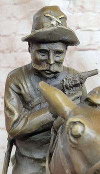 Large Remington Tribute 2 Cowboy and Horse w Gun Bronze