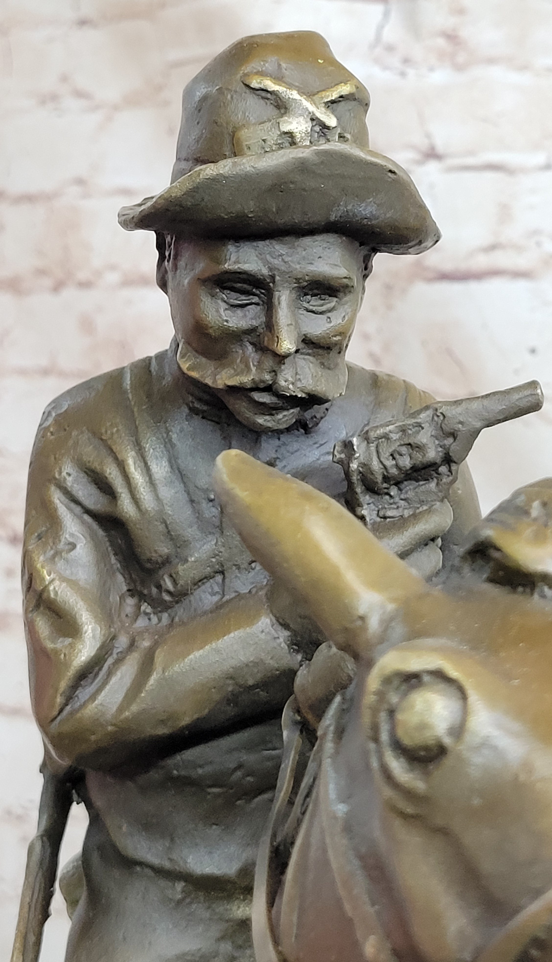 Large Remington Tribute 2 Cowboy and Horse w Gun Bronze