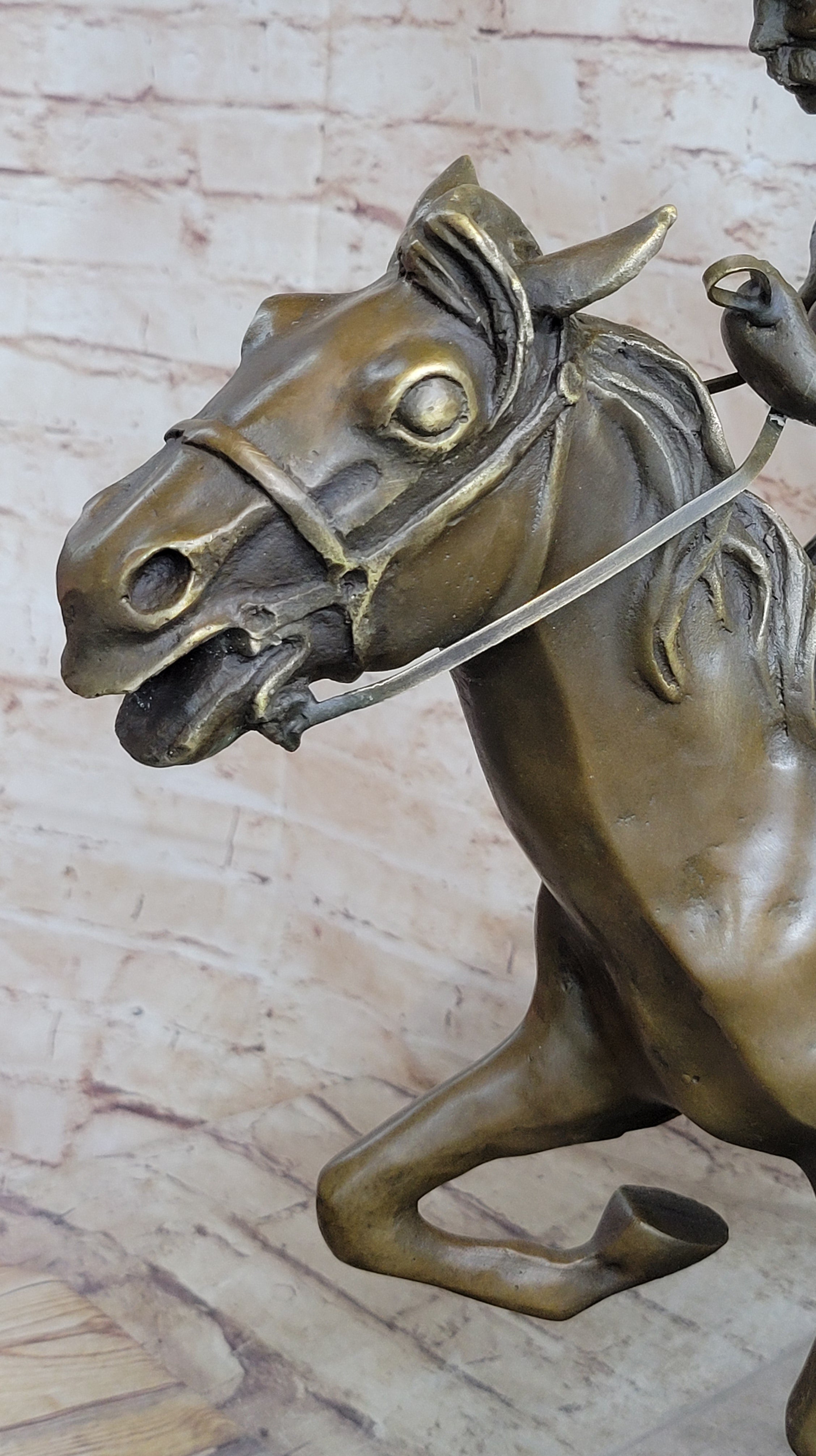 Large Remington Tribute 2 Cowboy and Horse w Gun Bronze