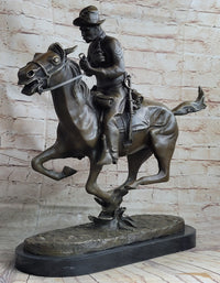 Large Remington Tribute 2 Cowboy and Horse w Gun Bronze