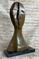 Picasso Cubism Two Faces Mask Bust Sculpture Marble Base