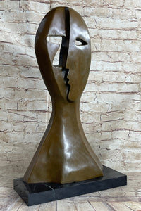 Picasso Cubism Two Faces Mask Bust Sculpture Marble Base