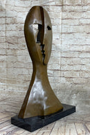 Picasso Cubism Two Faces Mask Bust Sculpture Marble Base