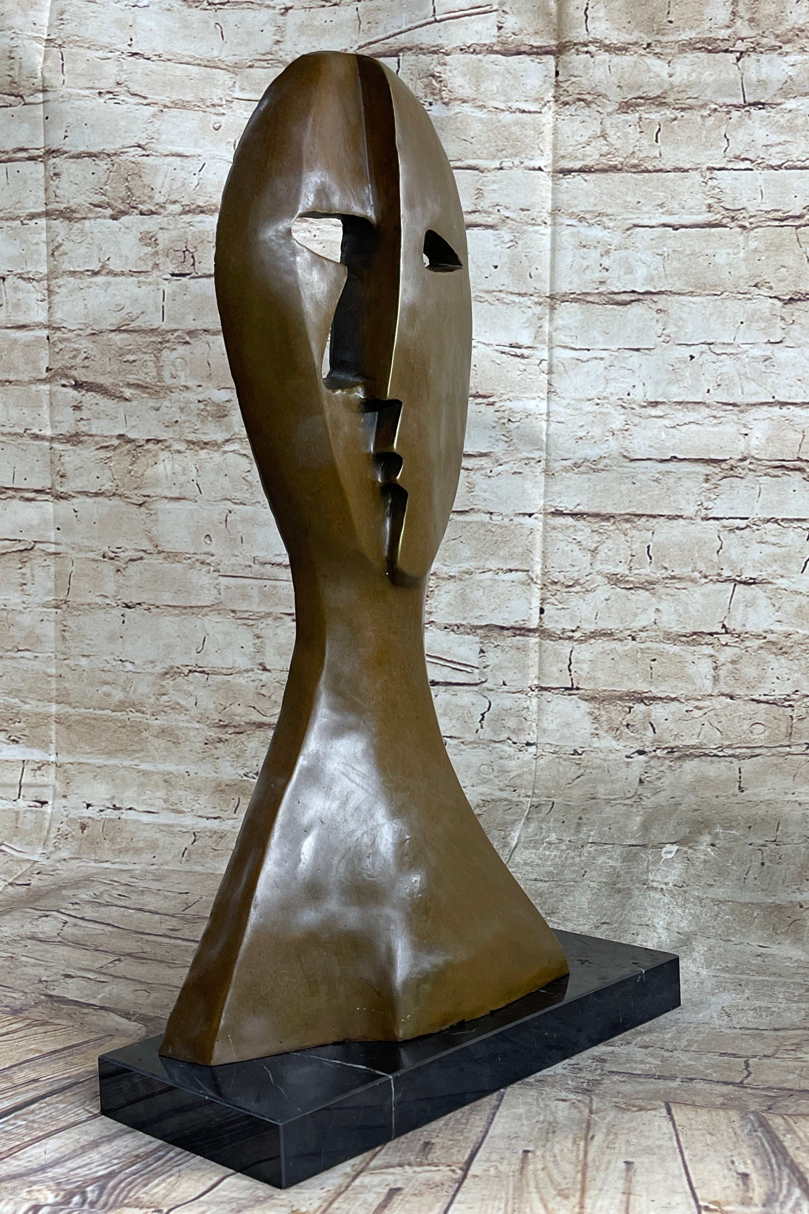 Picasso Cubism Two Faces Mask Bust Sculpture Marble Base