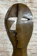 Picasso Cubism Two Faces Mask Bust Sculpture Marble Base