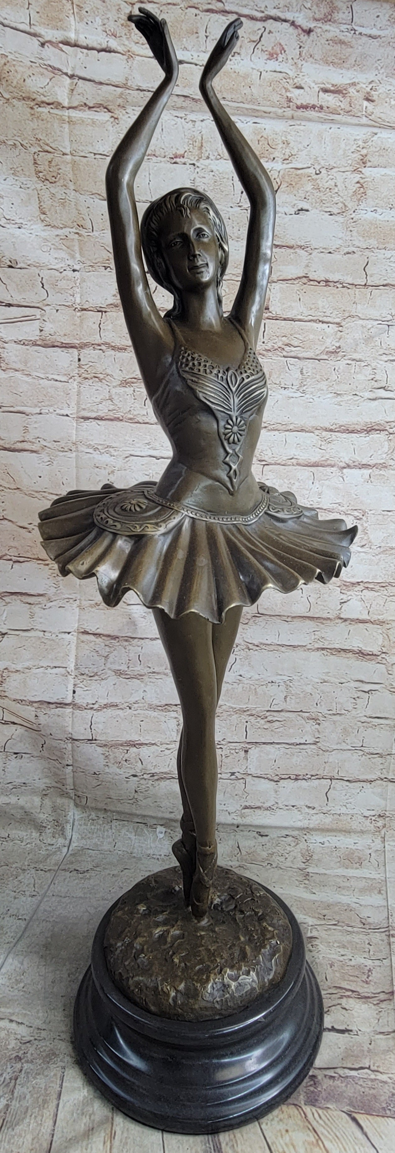 Ballerina Ballet Dancer Bronze Sculpture Signed 33" x 10"