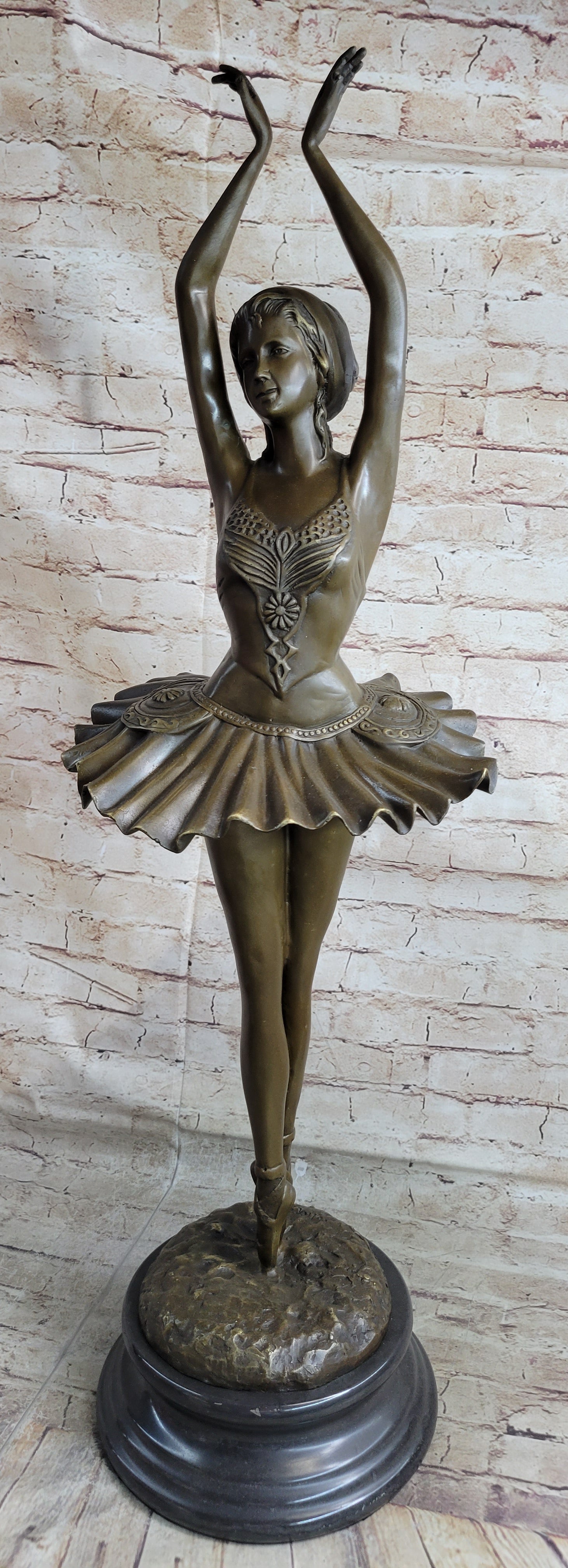 Ballerina Ballet Dancer Bronze Sculpture Signed 33" x 10"