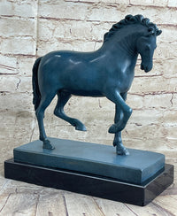 Hot Cast Bronze Chinese Tang Horse Green Blue Patina