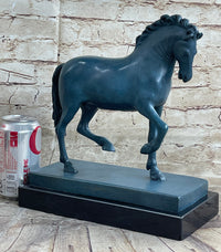 Hot Cast Bronze Chinese Tang Horse Green Blue Patina